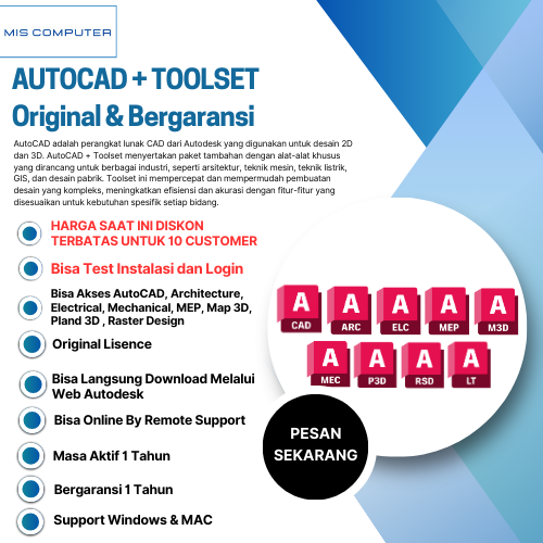 AutoCad + Toolset Original- Single User | Bergaransi | MISCOMPUTERS