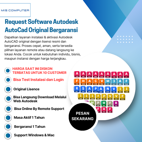 Request AutoDesk AutoCad - Original - Single User | Bergaransi | MISCOMPUTERS